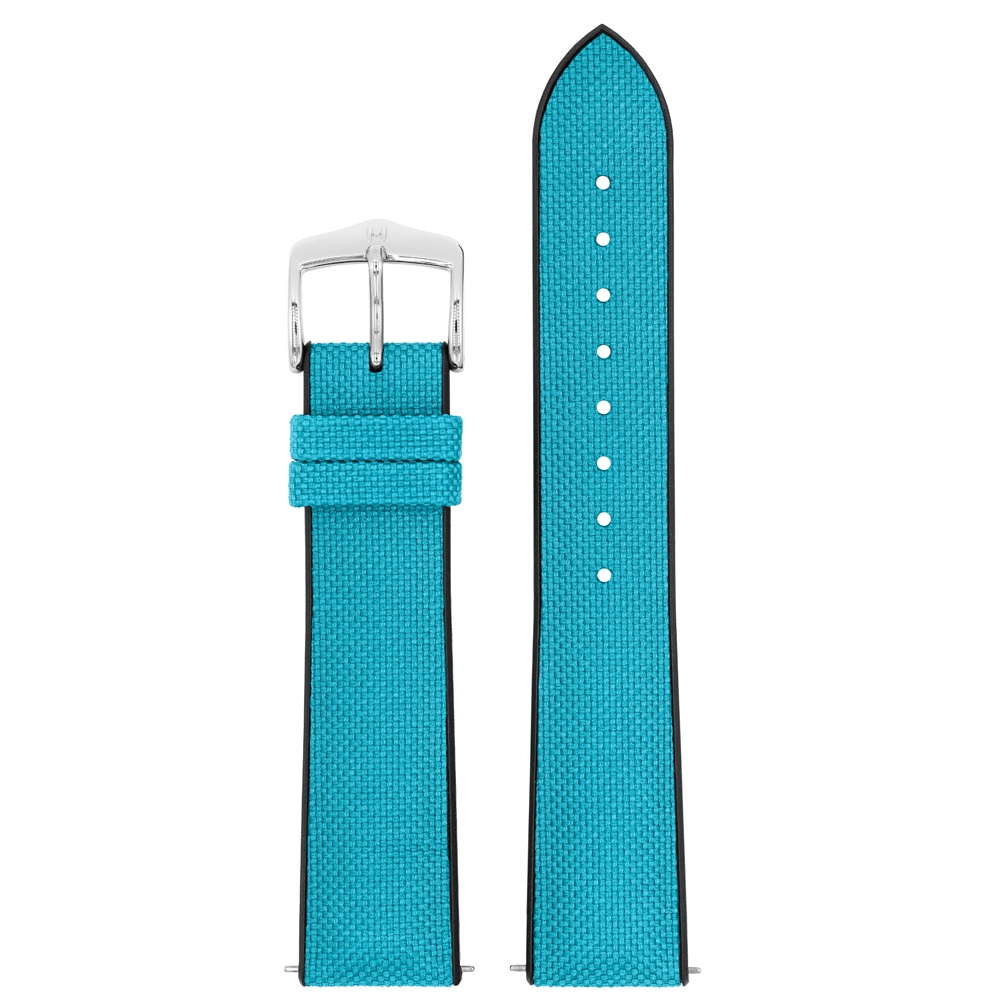 Hirsch Arne Performance Recycled Horlogeband Turquoise PET / Zwart Rubber