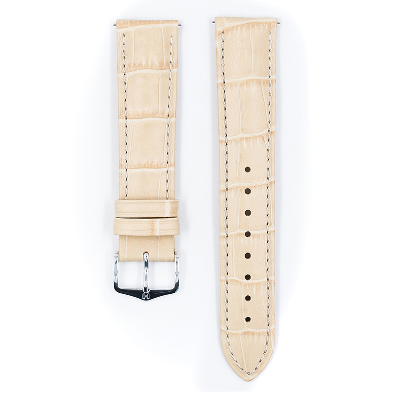 Hirsch Duke Horlogebandje Alligatorgrain Beige