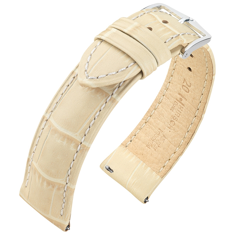 Hirsch Duke Horlogebandje Alligatorgrain Beige