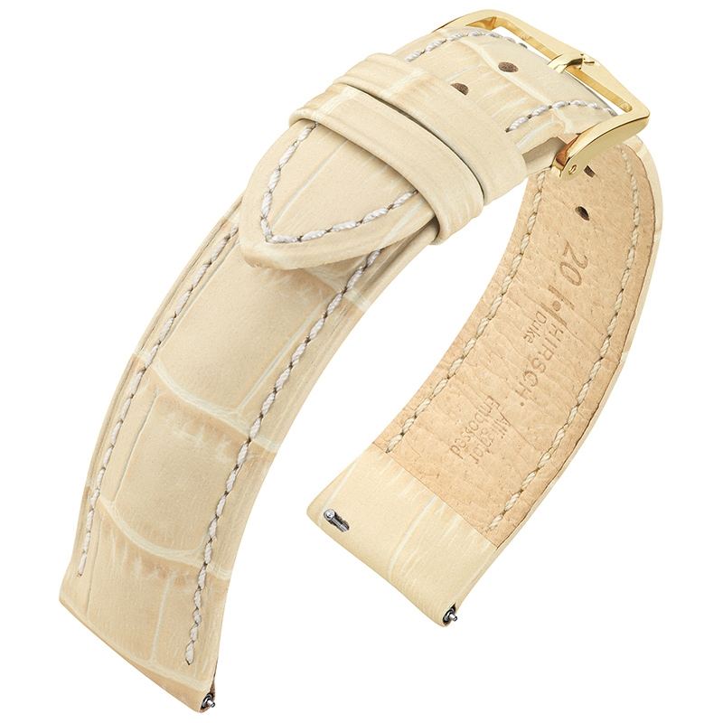Hirsch Duke Horlogebandje Alligatorgrain Beige