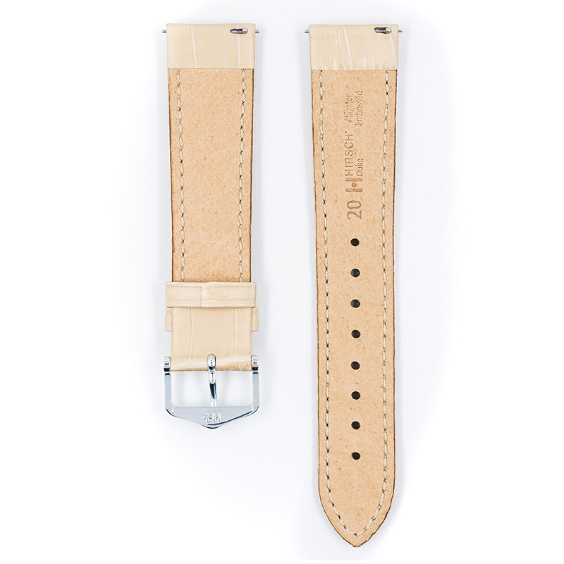 Hirsch Duke Horlogebandje Alligatorgrain Beige